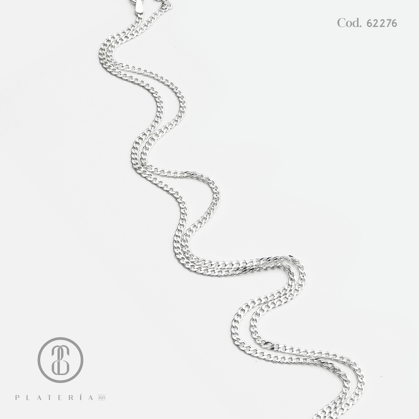 CADENA MARTILLADA 55CM PLATA.925