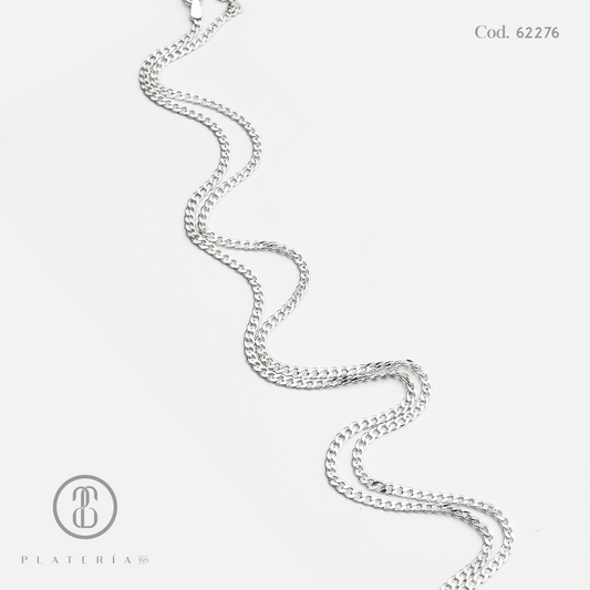 CADENA MARTILLADA 55CM PLATA.925