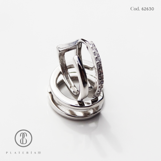 HUGGIE RODINADO ZIRCON PLATA.925