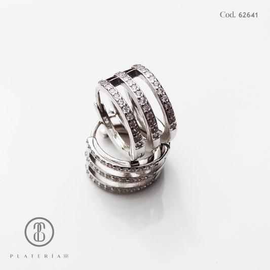 HUGGIE RODINADO ZIRCON PLATA.925