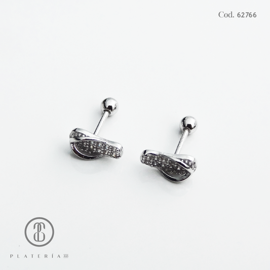 ARETE RODINADO CIERRE BOLITA SANDALIA PLATA.925