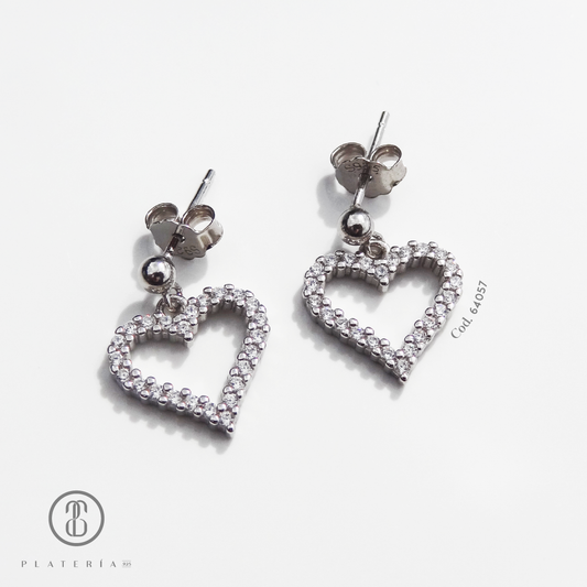 ARETE RODINADO CORAZON PLATA.925