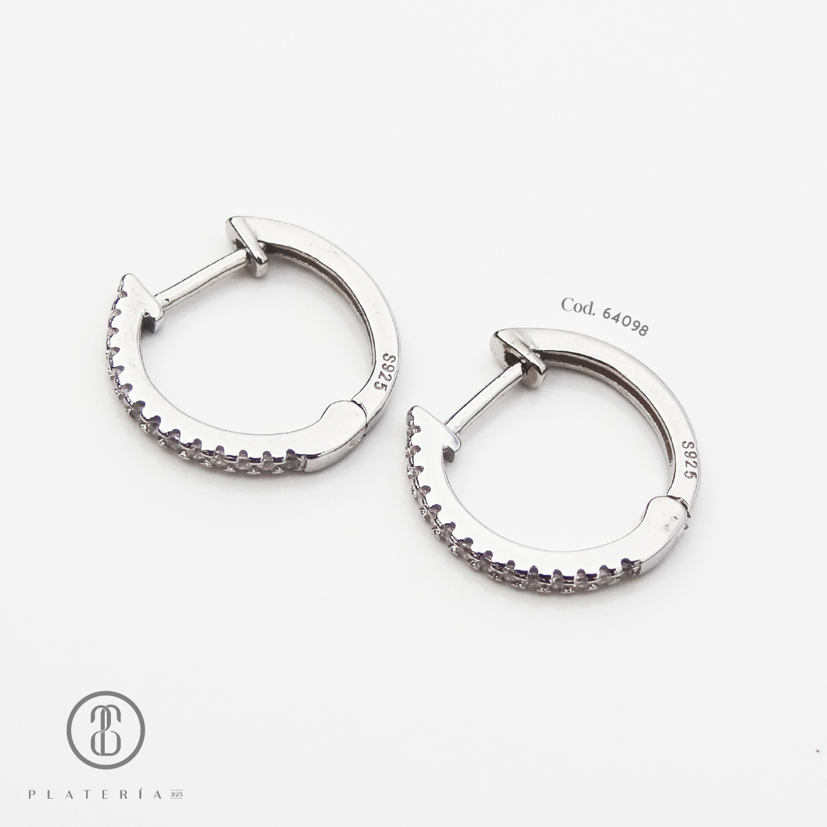 HUGGIE RODINADO ZIRCONES PLATA.925