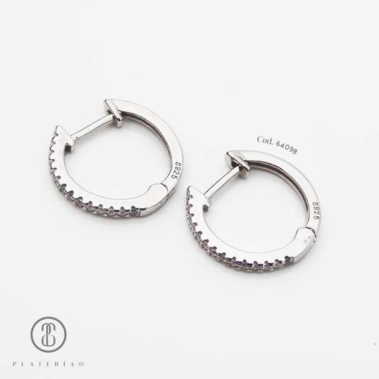 HUGGIE RODINADO ZIRCONES PLATA.925