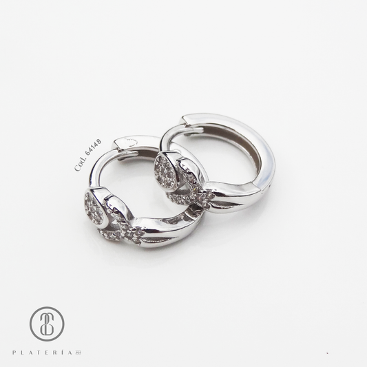 HUGGIE RODINADO ZIRCON PLATA.925