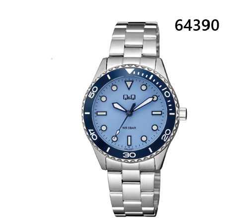 64390 RELOJ QQ METAL FONDO AZUL