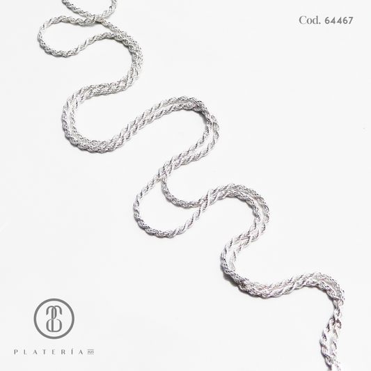 CADENA 55CM MECATE PLATA.925