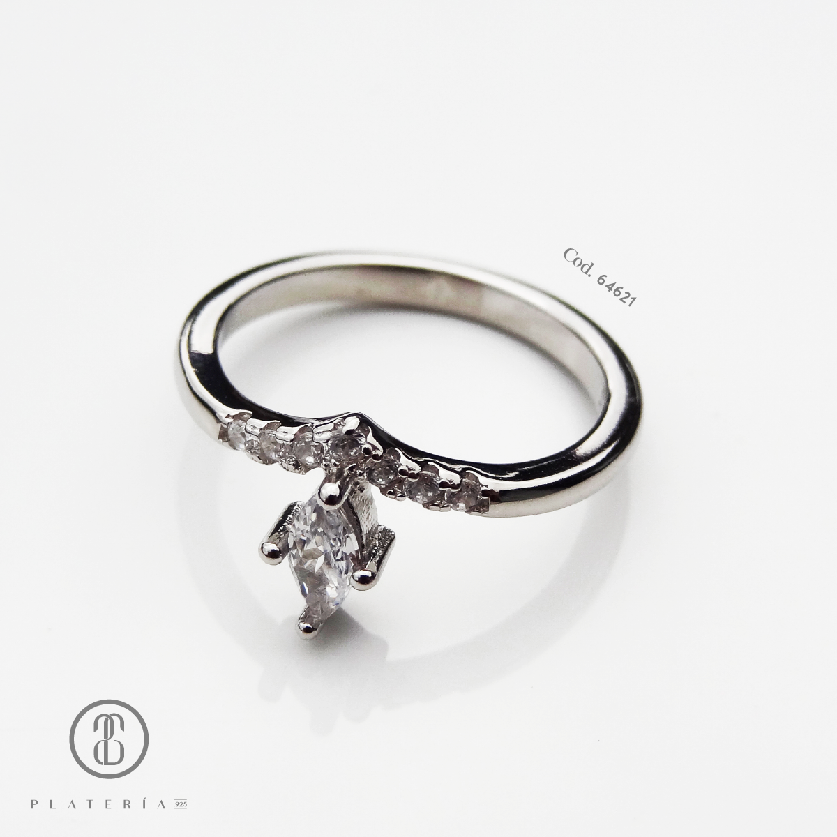 ANILLO RODINADO CORONITA PLATA.925