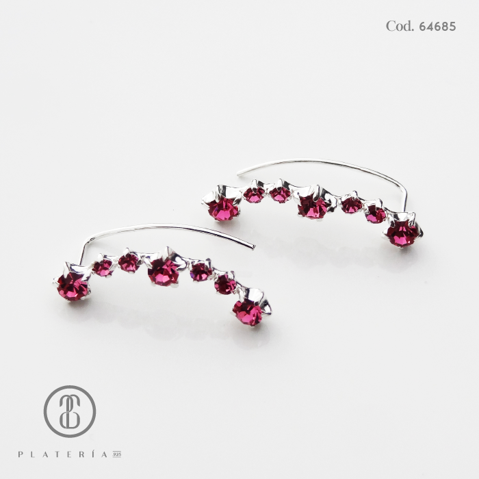 ARETE CLIP ZIRCON FUCSIA PLATA.925