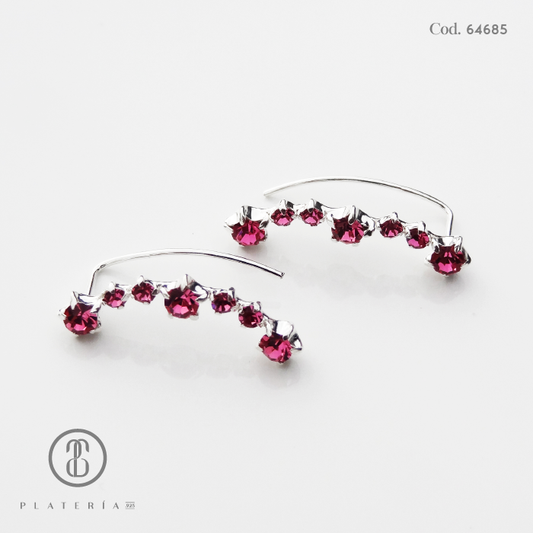 ARETE CLIP ZIRCON FUCSIA PLATA.925