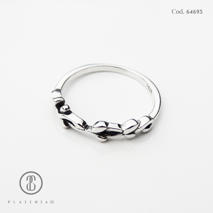 ANILLO RODINADO RAMITA PLATA.925