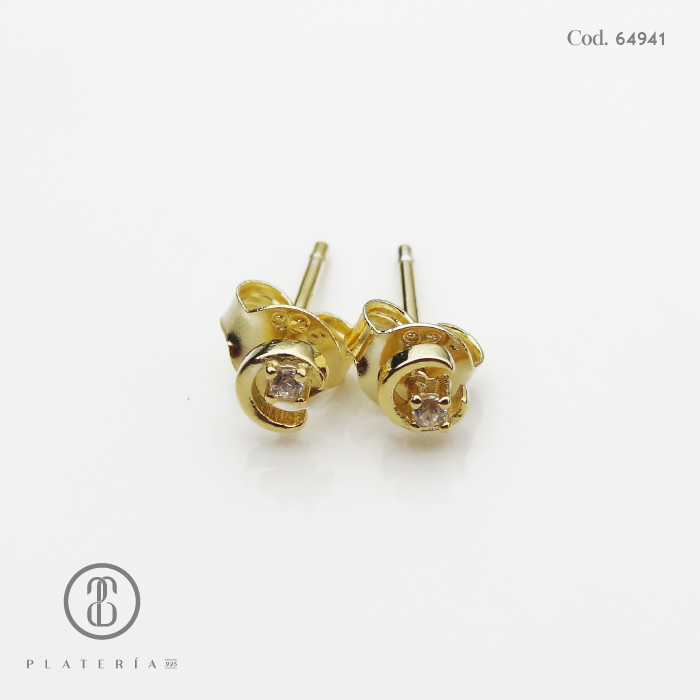 ARETE DORADO LUNA 4.5*37MM PLATA.925