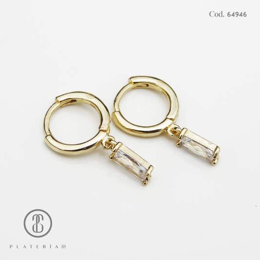 HUGGIE DORADO DIJE BAGUETTE PLATA.925