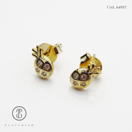 ARETE DORADO PIÑA 7.5*4.5MM PLATA.925