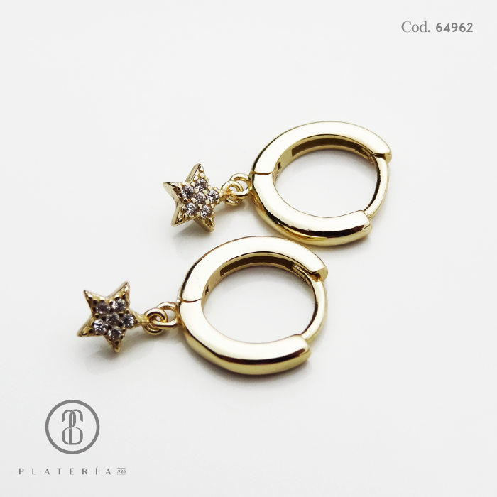 HUGGIE DORADO DIJE ESTRELLA PLATA.925