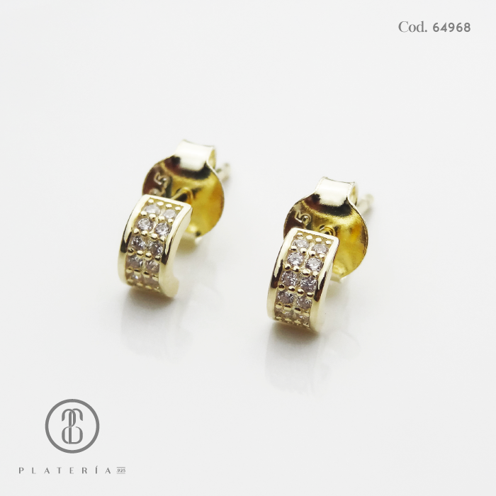 ARETE DORADO PAVE 5.7*3.5MM PLATA.925