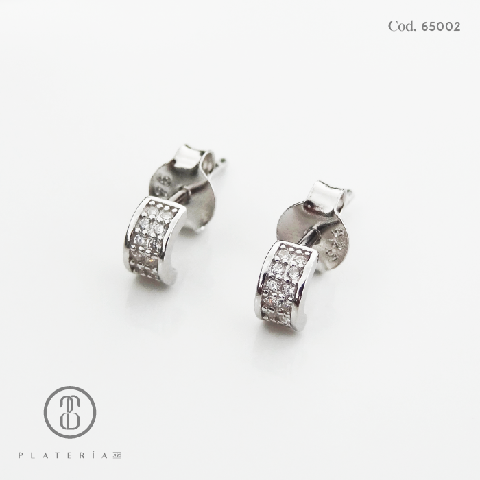 ARETE RODINADO PAVE 5.7*3.5MM PLATA.925