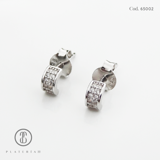 ARETE RODINADO PAVE 5.7*3.5MM PLATA.925