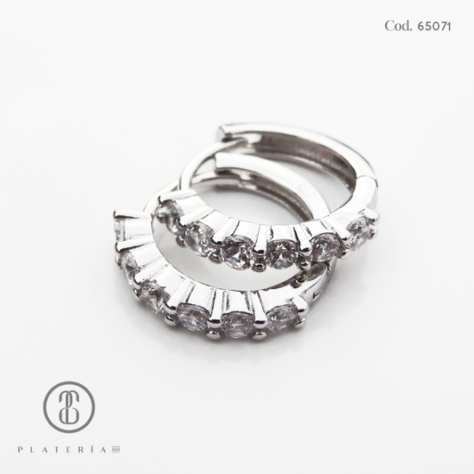 HUGGIE RODINADO ZIRCON 16MM PLATA.925