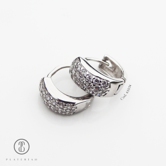 HUGGIE RODINADO PAVE 11MM PLATA.925