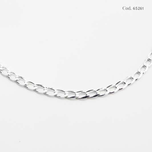 CADENA MARTILLADA 50CM DIAMANTADA PLATA.925