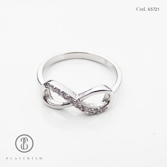 ANILLO RODINADO INFINITO PLATA.925