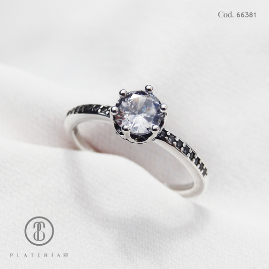 ANILLO RODINADO CORONA PLATA.925