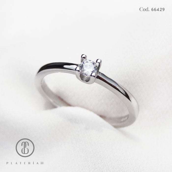 ANILLO RODINADO COMPROMISO PLATA.925