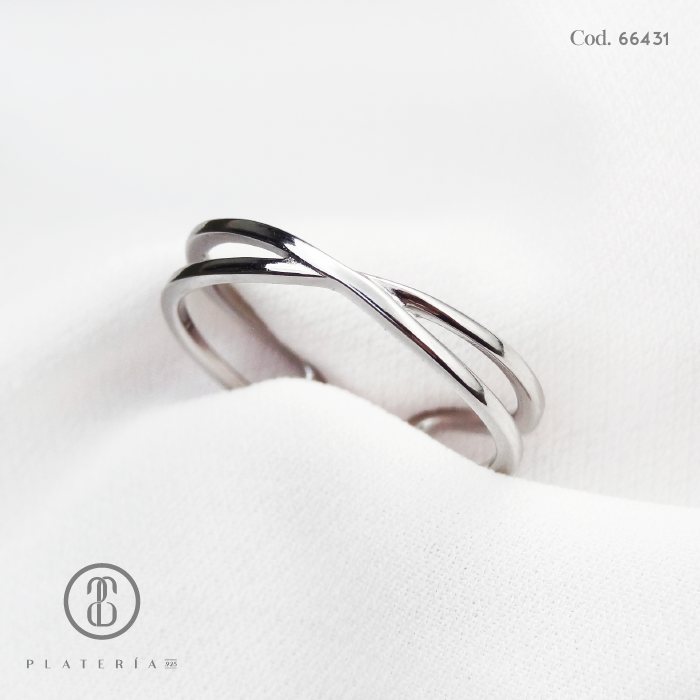 ANILLO RODINADO AJUSTABLE LISO PLATA.925