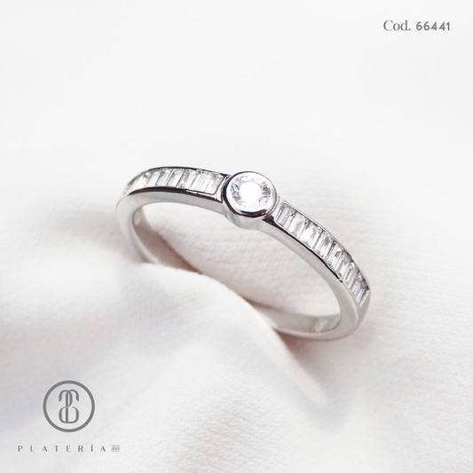 ANILLO RODINADO CHISPA BISELADA PLATA.925