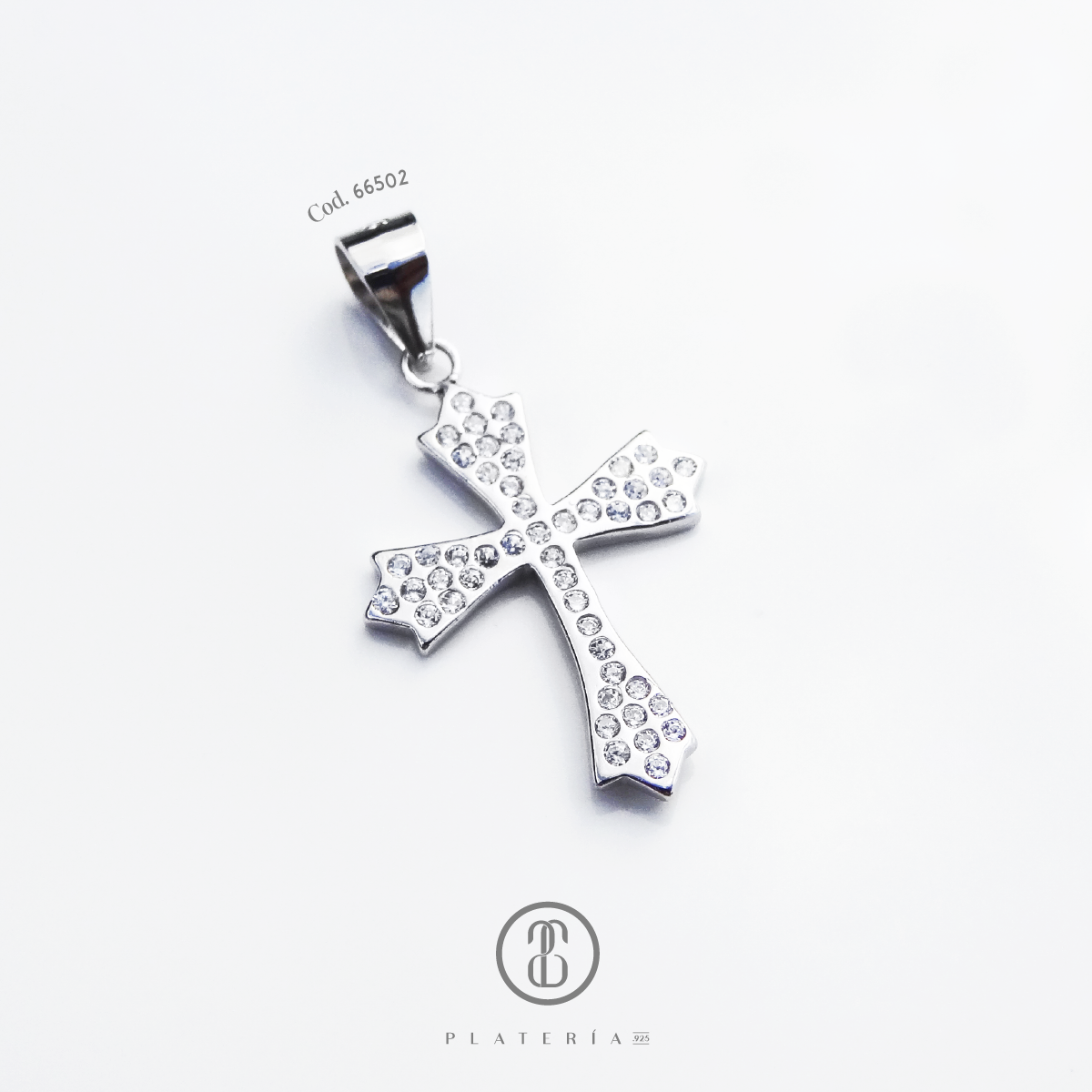 DIJE RODINADO CRUZ ZIRCON PLATA.925