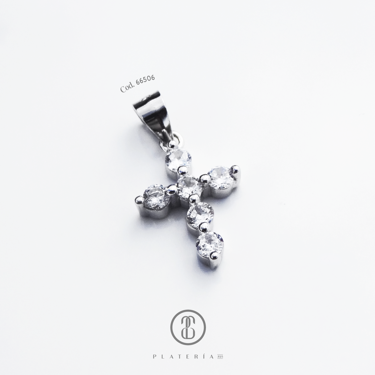 DIJE RODINADO CRUZ ZIRCON PLATA.925