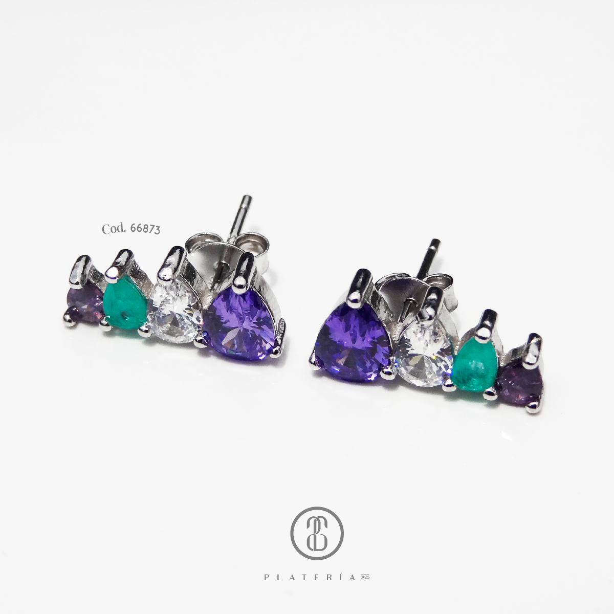 ARETE RODINADA GOTA COLORES ZIRCON PLATA.925