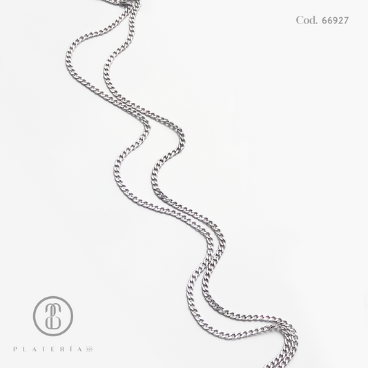 CADENA MARTILLADA 45CM RODINADA PLATA.925