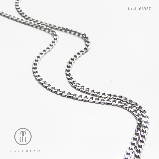 CADENA MARTILLADA 45CM RODINADA PLATA.925