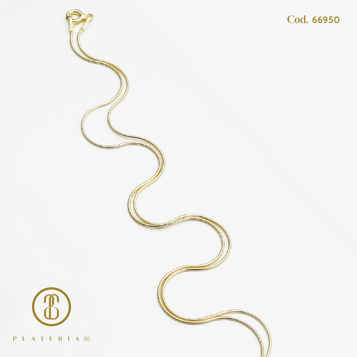 CADENA 45CM COLA RATA DORADA BAÑO 14K PLATA.925