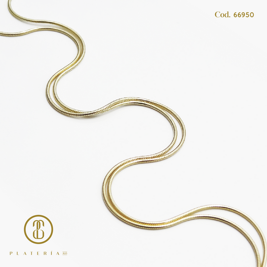 CADENA 45CM COLA RATA DORADA BAÑO 14K PLATA.925