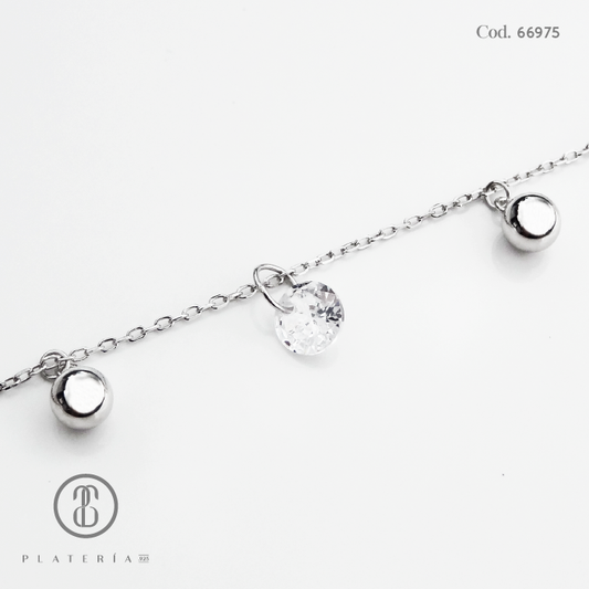 PULSERA RODINADO CRISTALES PLATA.925