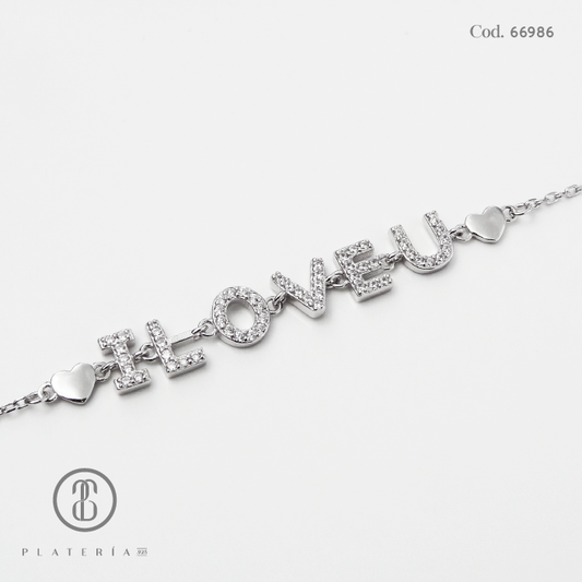 PULSERA RODINADA L.O.V.E PLATA.925