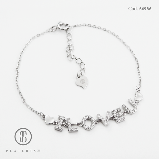 PULSERA RODINADA L.O.V.E PLATA.925