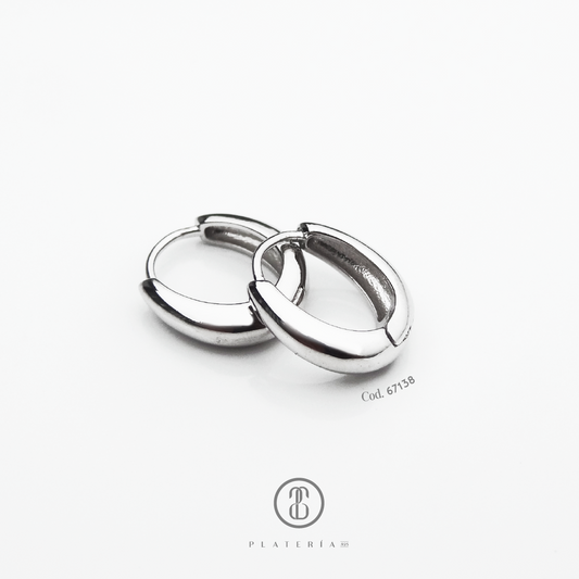 HUGGIE RODINADO GOTA 12MM PLATA.925