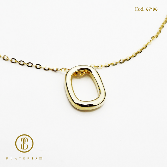 GARGANTILLA DORADA BAÑO 14K LISO PLATA.925
