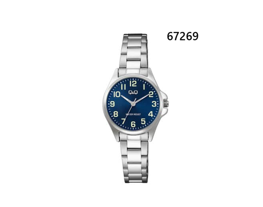 RELOJ QQ METAL FONDO AZUL