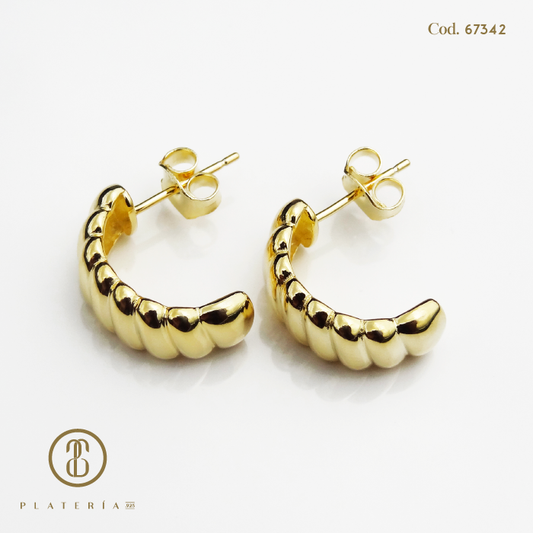 ARETE CHUNCKY DORADO BAÑO14K PLATA.925
