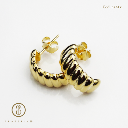 ARETE CHUNCKY DORADO BAÑO14K PLATA.925