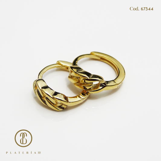 HOOP CHAIN 10MM DORADO BAÑO14K PLATA.925