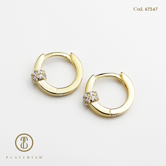 HOOP DORADO BAÑO14K 10MM PLATA.925