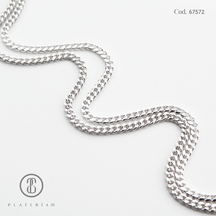 CADENA MARTILLADA DIAMANT 50CM PLATA.925