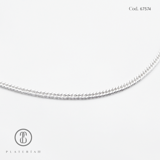 CADENA MARTILLADA 55CM DIAMANT PLATA.925