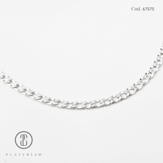 CADENA MARTILLADA 50CM DIAMANT PLATA.925
